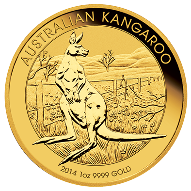 Vorderseite Goldmünze 1/4 Unze Australien Känguru 2014, der Hersteller Perth Mint Australia