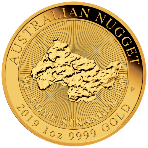 Vorderseite 1 oz Gold Australian Nugget Welcome Stranger 2019
