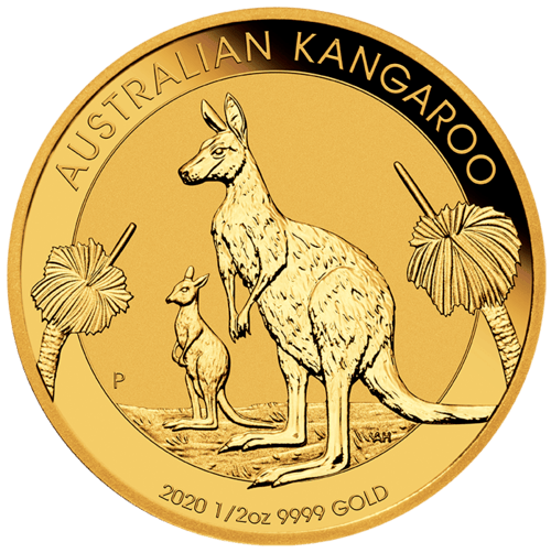Vorderseite Goldmünze 1/2 Unze Australien Känguru 2020, der Hersteller Perth Mint Australia