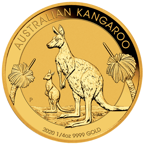 Vorderseite Goldmünze 1/4 Unze Australien Känguru 2020, der Hersteller Perth Mint Australia