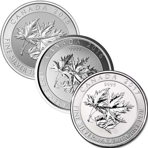 1,5 Unzen Silber Multi Maple Leaf diverse Jahrgänge