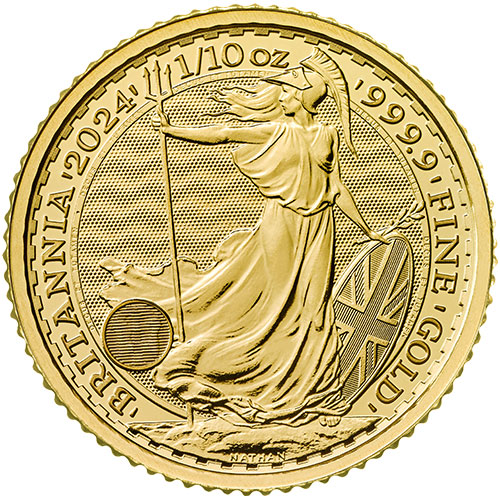 10 x 1/10 Unze Gold Britannia 2024 Charles III. ohne Krone