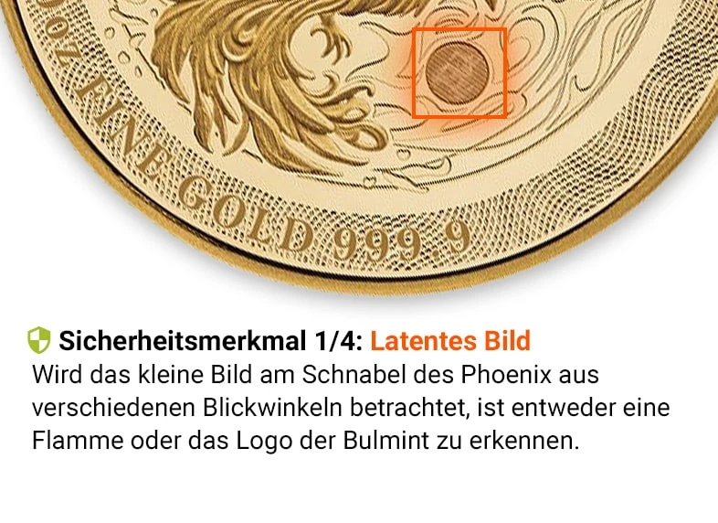 Phönix Goldmuenze Sicherheitsmerkmal 1 : Lautentes Bild
