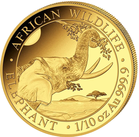 1/10 oz Gold Somalia Elefant 2023