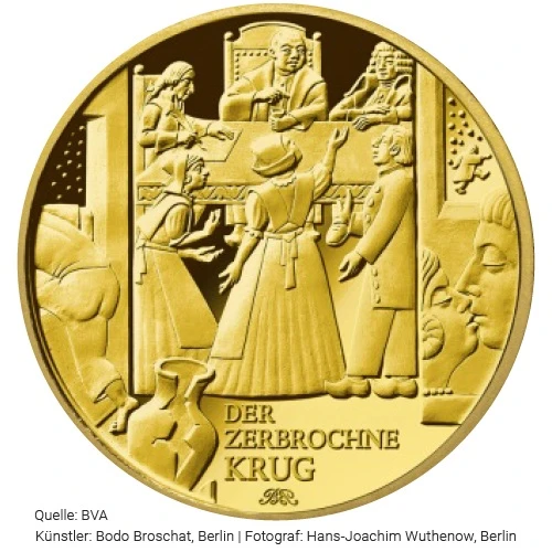 1/2 Unze Gold 100 Euro Der zerbrochne Krug 2024 Motiv 1/2 Unze Gold 100 Euro Der zerbrochne Krug 2024 Motiv