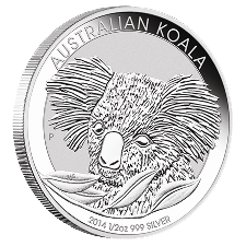 Seitenansicht der 1/2 Unze Silber Australian Koala 2014 von Hersteller Perth Mint