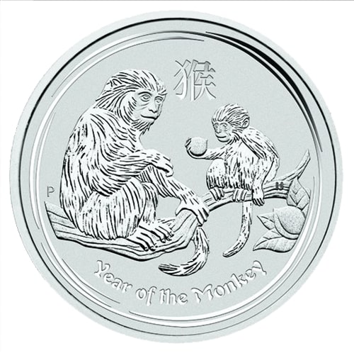 Vorderseite der 1/2 Unze Silber Lunar Affe 2016 von Hersteller Perth Mint