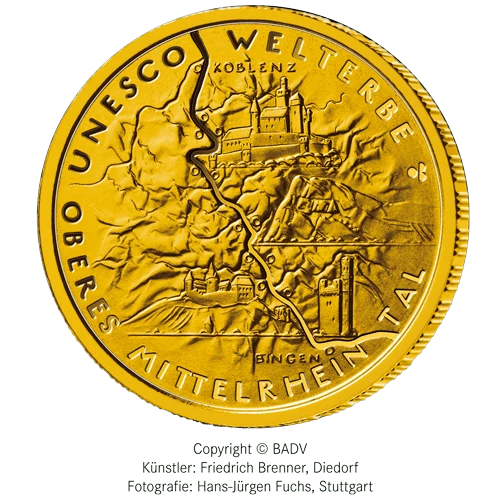 Vorderseite 1/2 Unze Gold 100 Euro Deutschland 2015 UNESCO Welterbe - Mittelrheintal