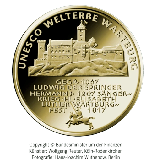 1/2 Unze Goldmünze 100 Euro Deutschland 2011 UNESCO Welterbe - Wartburg 