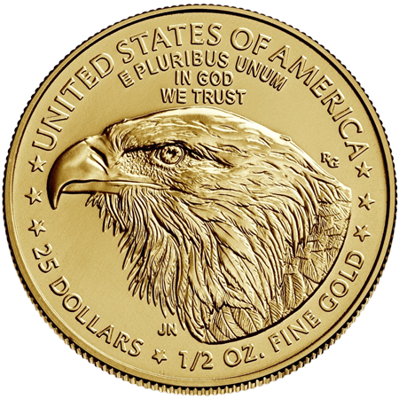 Rückseite Goldmünze 1/2 Unze American Eagle 2021 Typ 2, der Hersteller United States Mint