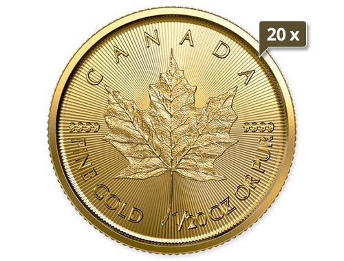 20 x 1/20 Unze Gold Maple Leaf 2022