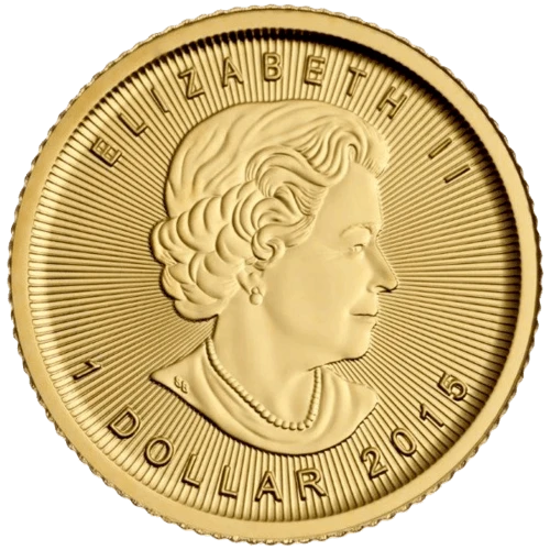 Rückseite Goldmünze 1/20 Unze Maple Leaf diverse Jahrgänge, der Hersteller Royal Canadian Mint