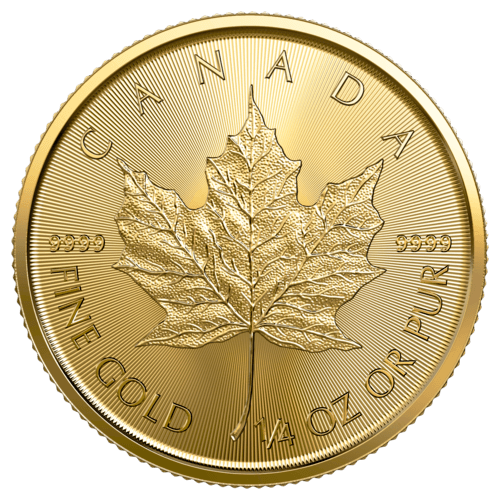 Rückseite Goldmünze 1/4 Unze Maple Leaf 2023, der Hersteller Royal Canadian Mint