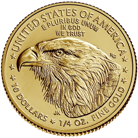 Rückseite Goldmünze 1/4 Unze American Eagle 2021 Typ 2, der Hersteller The United States Mint