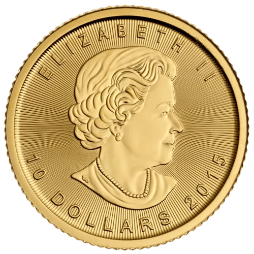 Rückseite Goldmünze 1/4 Unze Maple Leaf diverse Jahrgänge, der Hersteller Royal Canadian Mint