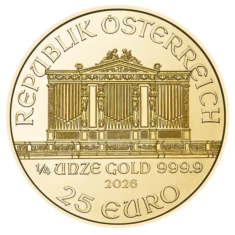 1/4 Unze Gold Wiener Philharmoniker 2026 Wertseite