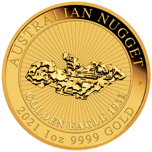 Vorderseite Goldmünze 1 Unze Australian Nugget Golden Eagle 2021, der Hersteller Perth Mint Australia