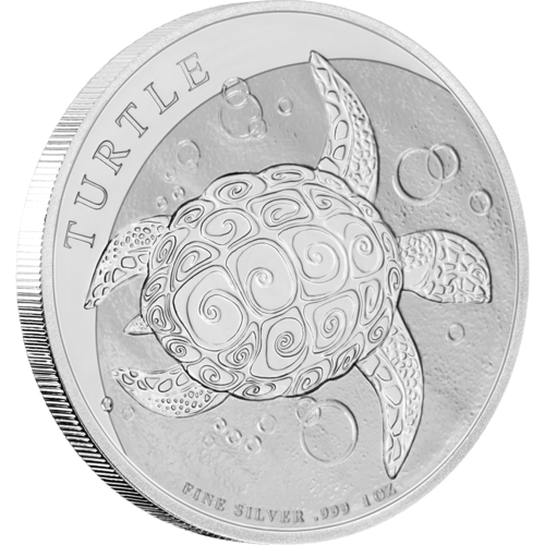 Vorderseite 1 Unze Silber Niue Meeresschildkröte 2022 von Hersteller New Zealand Mint
