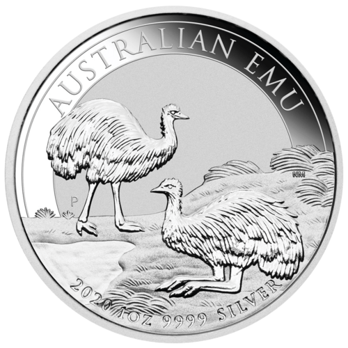Vorderseite der 1 Unze Silber Australien Emu 2020 von Hersteller Perth Mint