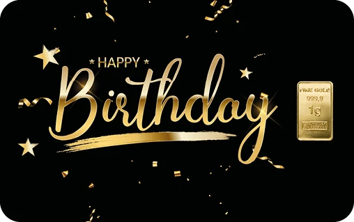1 g Goldbarren FineCard Happy Birthday