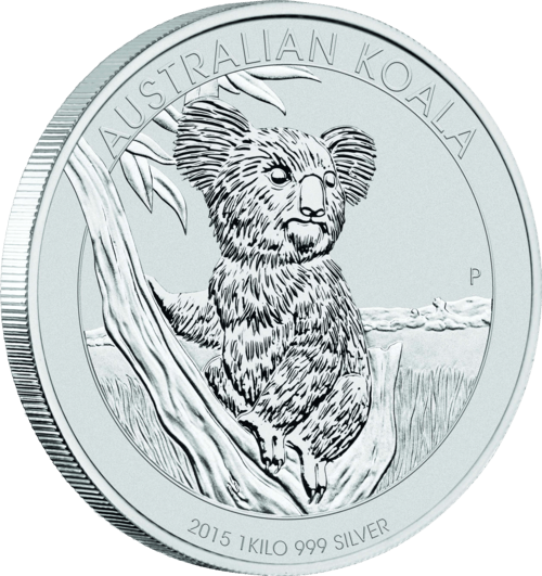 Seitenansicht der 1 kg Silber Australian Koala 2015 von Hersteller Perth Mint