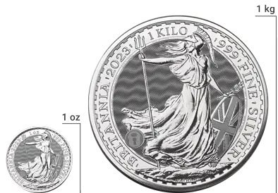 1 kg Silber Britannia 2023 Größe