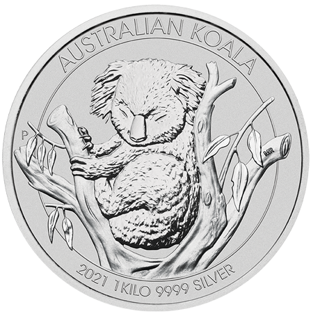 Vorderseite 1 kg Silber Australian Koala 2021 von Hersteller Perth Mint Australien