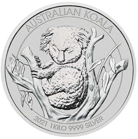 Vorderseite 1 kg Silber Australian Koala 2021 von Hersteller Perth Mint Australien