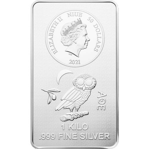 Rückseite des 1 kg Silber Münzbarren Eule 2021 von Hersteller Asahi Refining