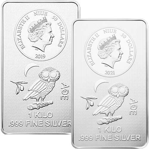 1 kg Silber Münzbarren Eule diverse Jahrgänge