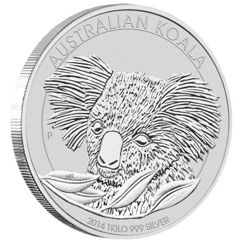 Seitenansicht der 1 kg Silber Australian Koala 2014 von Hersteller Perth Mint