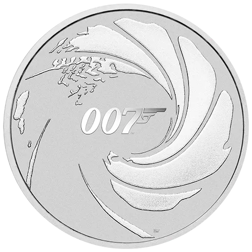 Vorderseite 1 Unze Silber 007 James Bond 2020, von dem Hersteller Perth Mint