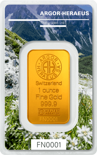 Vorderseite Goldbarren Following Nature Limited Edition Autumn 2019 1 Unze, der Hersteller Argor-Heraeus