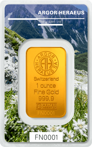 Vorderseite Goldbarren Following Nature Limited Edition Autumn 2019 1 Unze, der Hersteller Argor-Heraeus