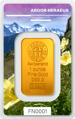 Vorderseite Goldbarren Following Nature Limited Edition Spring 2019 1 Unze, der Hersteller Argor-Heraeus