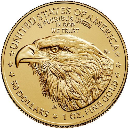 Rückseite Goldmünze 1 Unze American Egle 2023, der Hersteller United States Mint