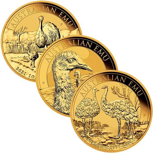 Vorderseite Goldmünze 1 Unze Australien Emu, der Hersteller Perth Mint Australia