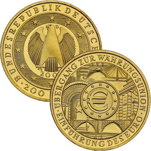1 Unze Gold 200 Euro Einführung des Euro