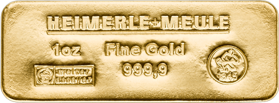 1 oz Goldbarren Heimerle + Meule sargform