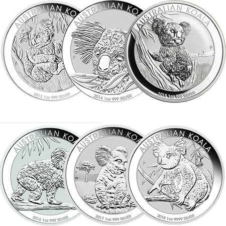 1 Unze Silber Australian Koala Diverse Jahrgange Goldsilbershop De