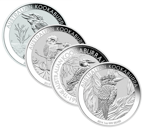 Vorderseite der 1 Unze Silbermünze Kookaburra von The Perth Mint Australia 