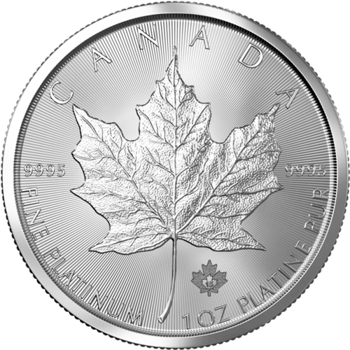 Vorderseite der 1 Unze Platin Maple Leaf diverse Jahrgänge vom Hersteller Royal Canadian Mint