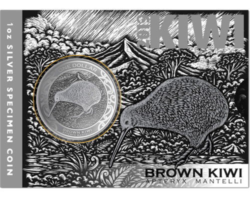 1 Unze Silber Kiwi 2019 verpackt in einem  Blister der New Zealand Mint