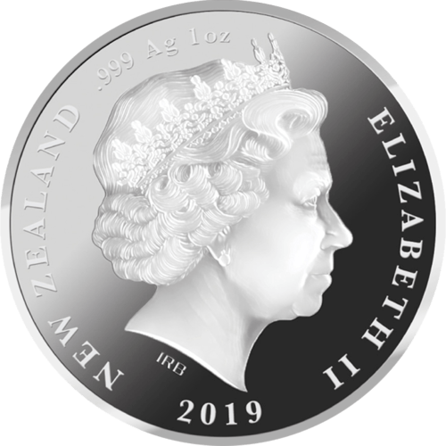 Rückseite der 1 Unze Silber Kiwi 2019 von Hersteller New Zealand Post