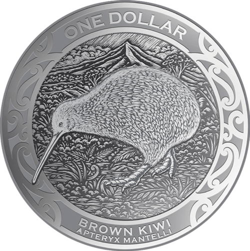 Vorderseite der 1 Unze Silber Kiwi 2019 von Hersteller New Zealand Post