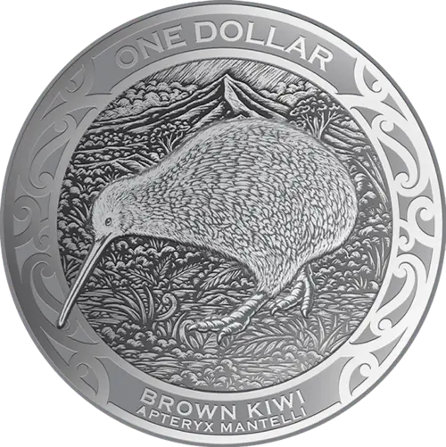 Vorderseite der 1 Unze Silber Kiwi 2019 von Hersteller New Zealand Post