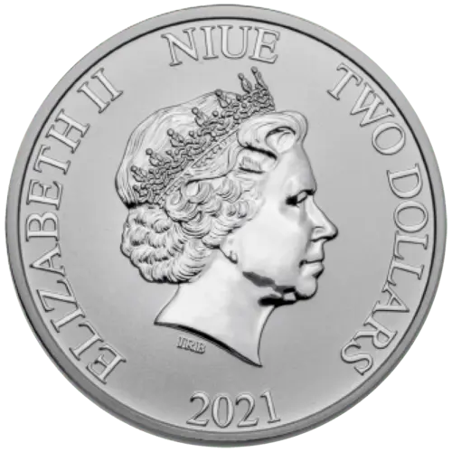 Rückseite der 1 Unze Silber Niue Disney Donald & Daisy 2021 von Hersteller New Zealand Mint