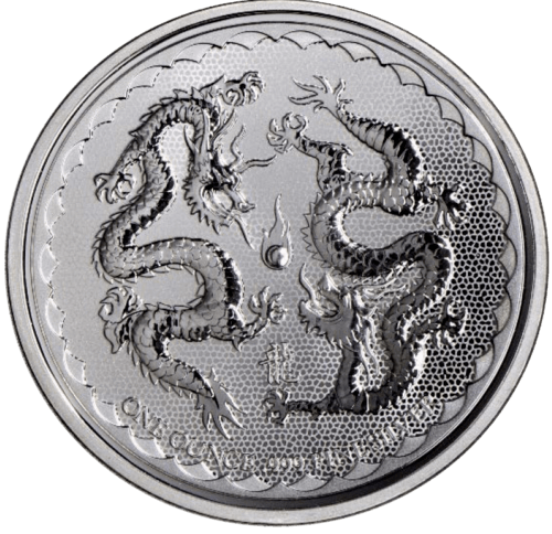 Vorderseite der 1 Unze Silber Niue Double Dragon 2018 von Hersteller New Zealand Mint