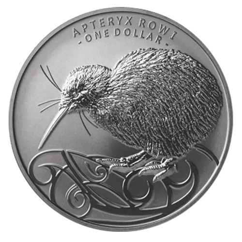Vorderseite der 1 Unze Silber Kiwi 2020 Black Nickel von Hersteller New Zealand Post