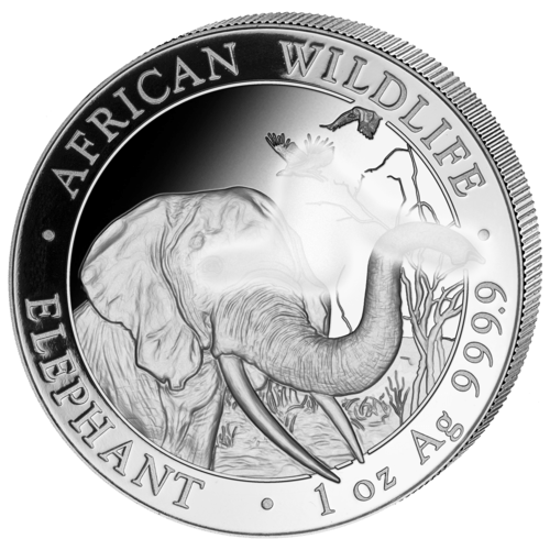 1 kg Silber Somalia Elefant angelaufen